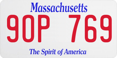 MA license plate 9OP769