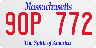 MA license plate 9OP772