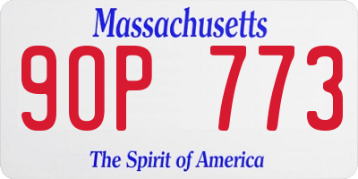 MA license plate 9OP773
