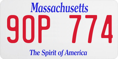 MA license plate 9OP774