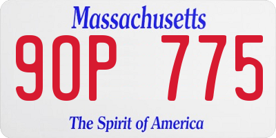MA license plate 9OP775