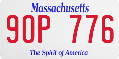 MA license plate 9OP776