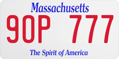 MA license plate 9OP777