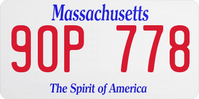 MA license plate 9OP778