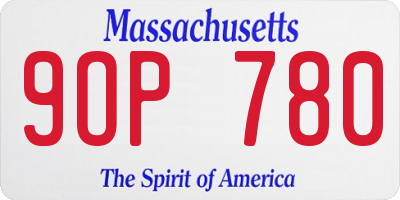 MA license plate 9OP780