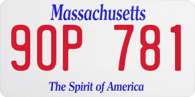 MA license plate 9OP781