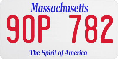 MA license plate 9OP782