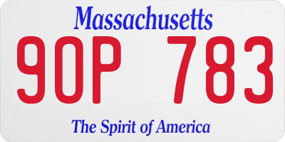 MA license plate 9OP783