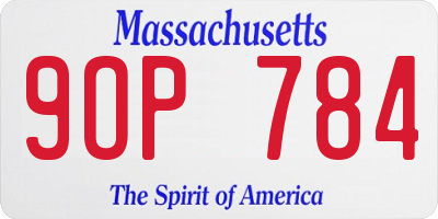MA license plate 9OP784