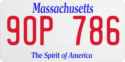 MA license plate 9OP786