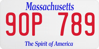 MA license plate 9OP789