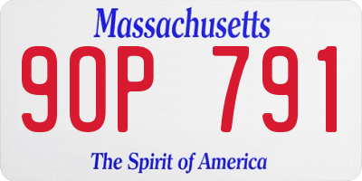 MA license plate 9OP791