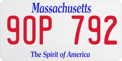 MA license plate 9OP792