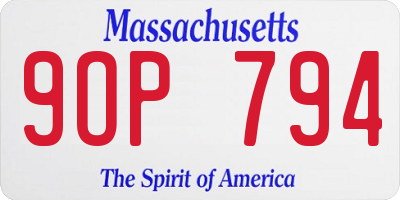 MA license plate 9OP794