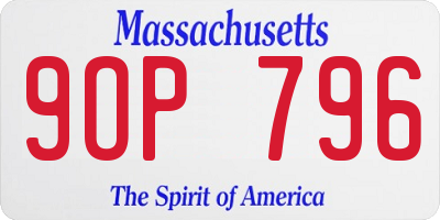 MA license plate 9OP796