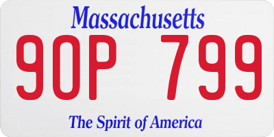 MA license plate 9OP799