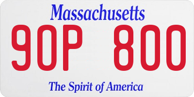 MA license plate 9OP800