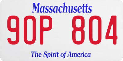 MA license plate 9OP804
