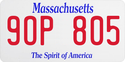 MA license plate 9OP805
