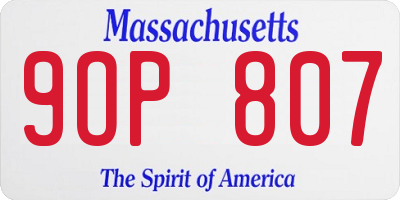 MA license plate 9OP807