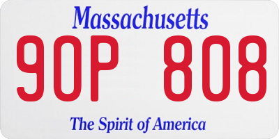 MA license plate 9OP808