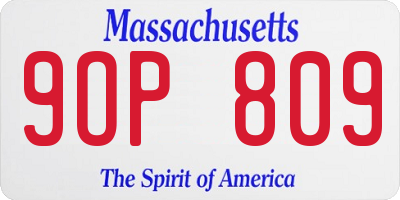 MA license plate 9OP809