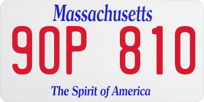 MA license plate 9OP810