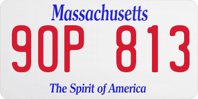MA license plate 9OP813
