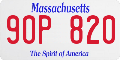 MA license plate 9OP820