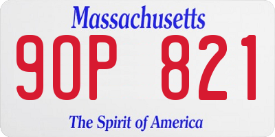 MA license plate 9OP821