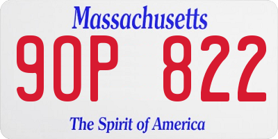 MA license plate 9OP822
