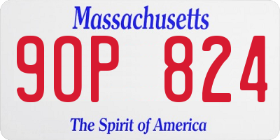 MA license plate 9OP824