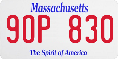 MA license plate 9OP830