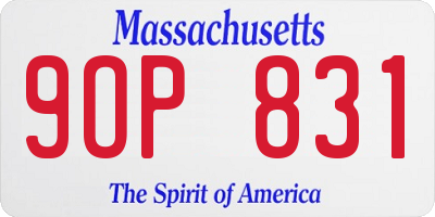 MA license plate 9OP831