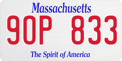 MA license plate 9OP833