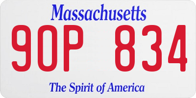 MA license plate 9OP834