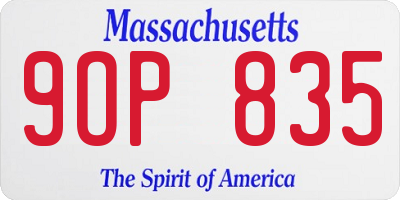 MA license plate 9OP835