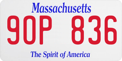 MA license plate 9OP836
