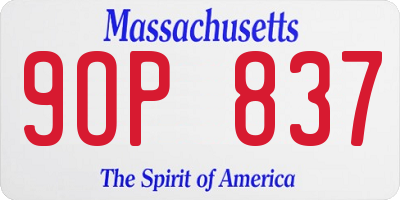 MA license plate 9OP837