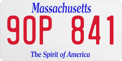 MA license plate 9OP841