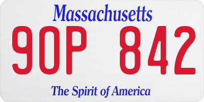MA license plate 9OP842