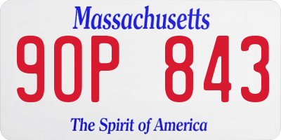 MA license plate 9OP843