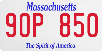 MA license plate 9OP850