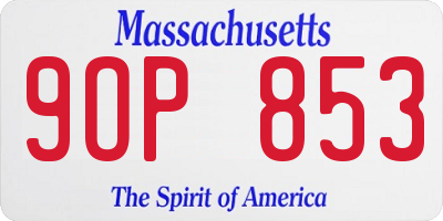 MA license plate 9OP853