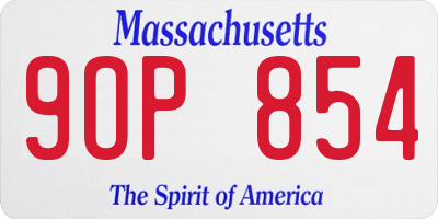 MA license plate 9OP854