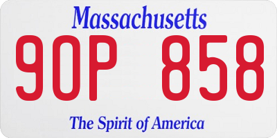 MA license plate 9OP858