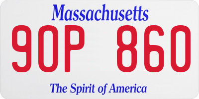 MA license plate 9OP860