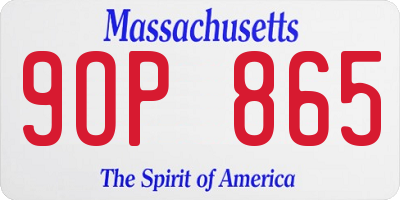 MA license plate 9OP865