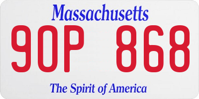 MA license plate 9OP868