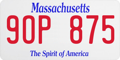 MA license plate 9OP875